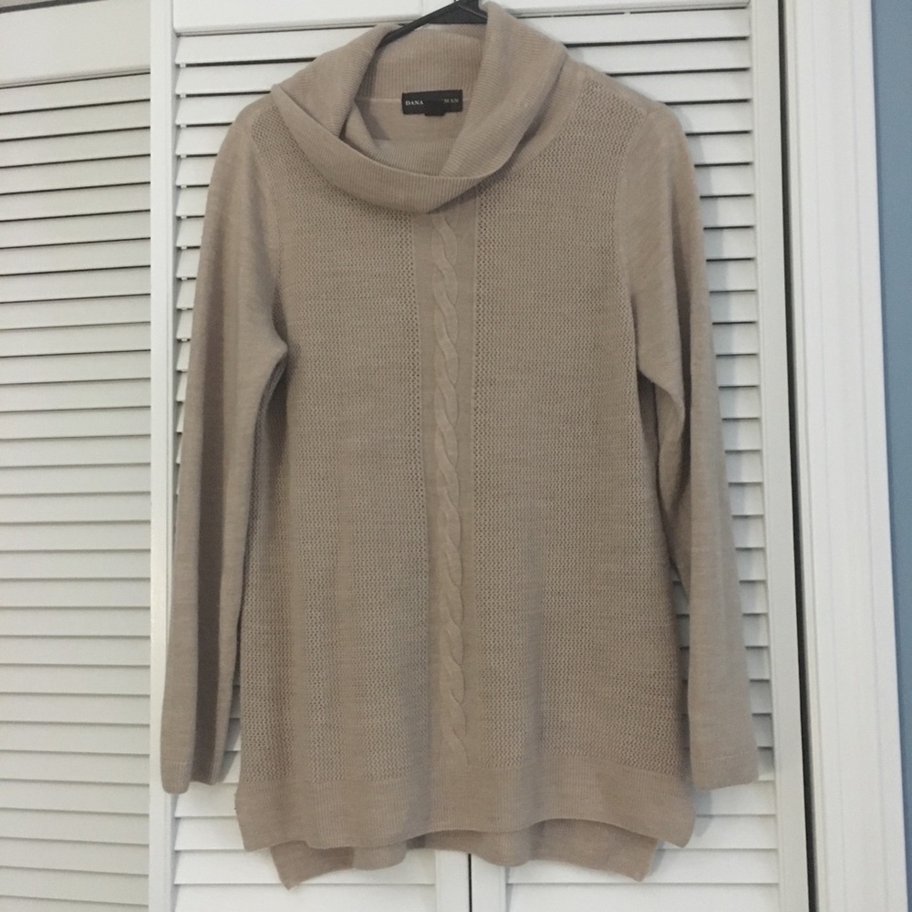Dana Buchman beige cowl neck knit sweater